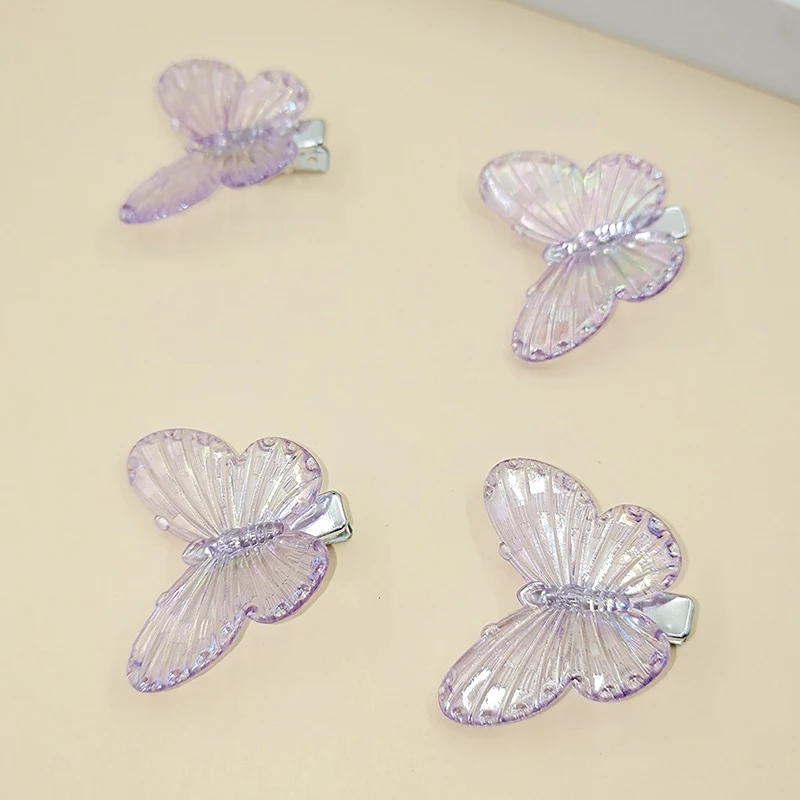 Purple Butterfly Hairpins Girl Hair Clips Barrettes Women Sweet Hair Ornament Rainbow Headwear Fashion Hair Accessories