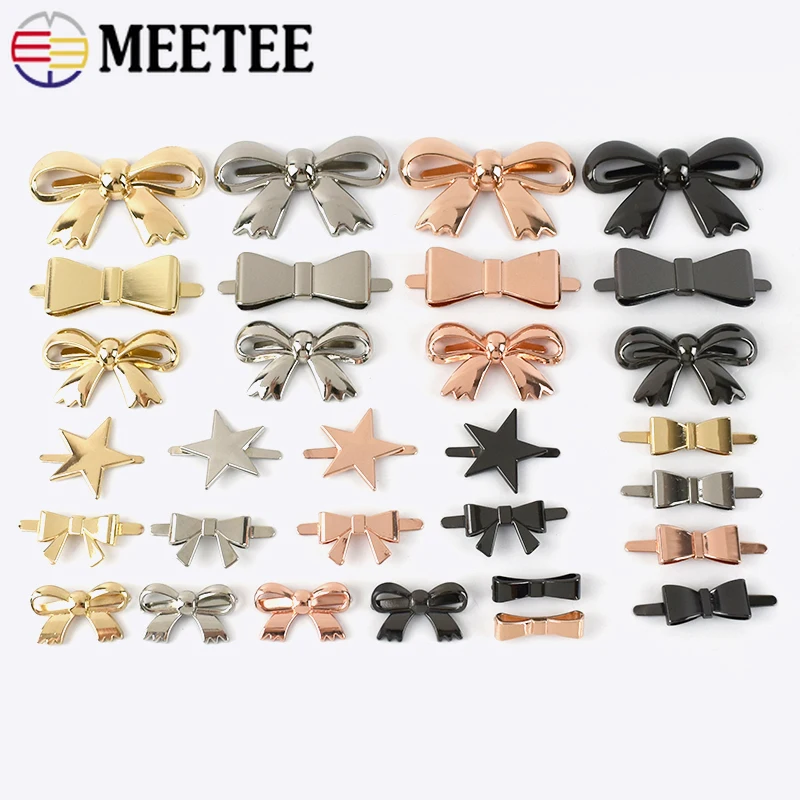 5/10Pcs Bow-Knot Metal Buckle Decoration Labels Tags Clip Clasp for Leather Bags Clothing Hats Craft DIY Hardware Accessories