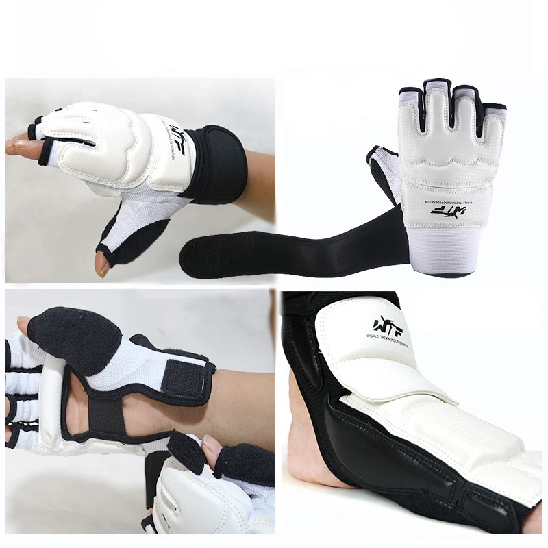 1Set Taekwondo Leather Foot Gloves Sparring Karate Ankle Protector Guard Gear Boxing Martial Arts Sock Kid