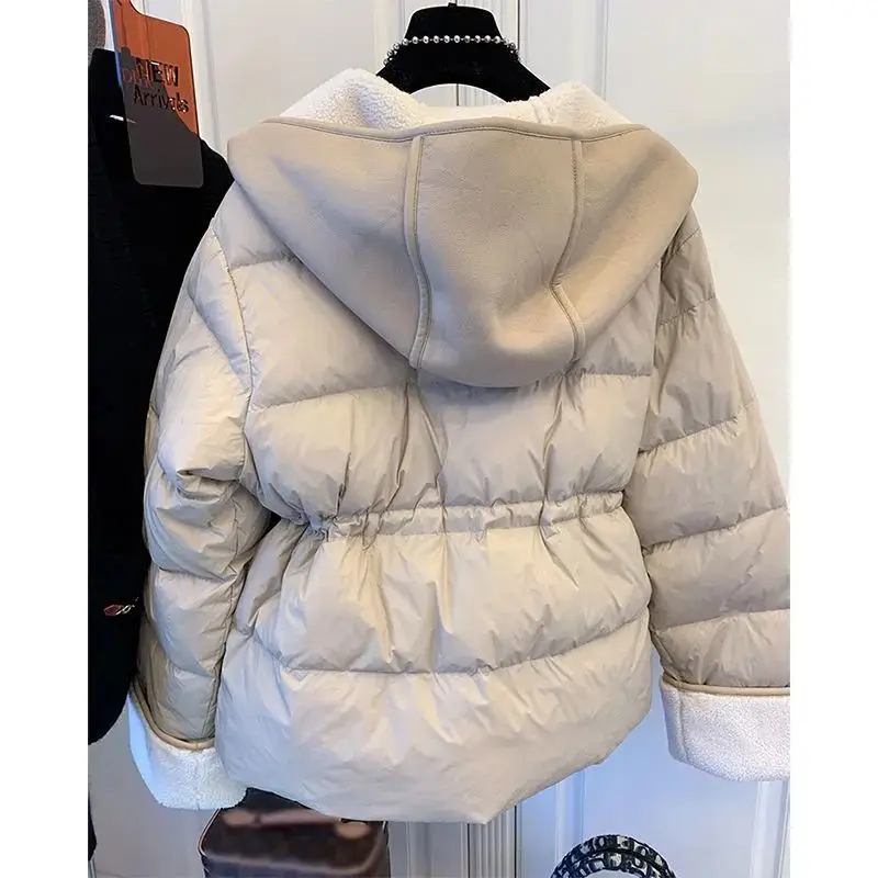 Women\'s Fashionable Elastic Waist Hooded Coat Korean Winter Warm Super Thick High Quality Comfortable Tops