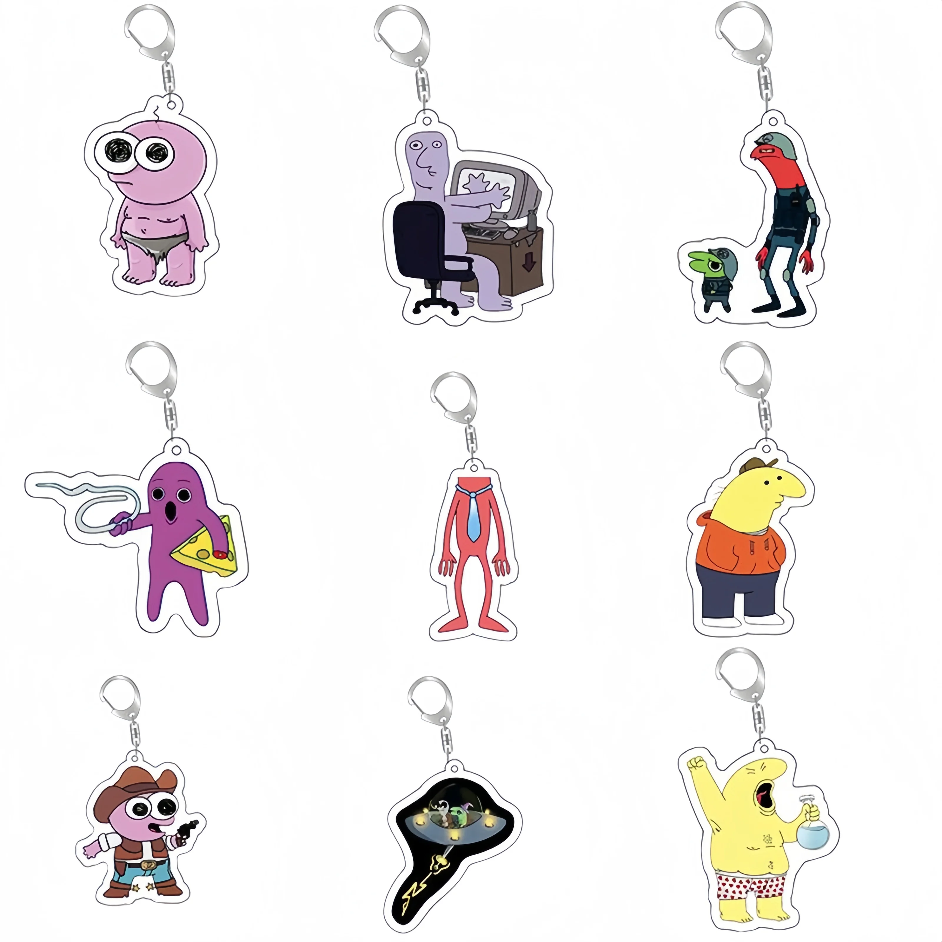 

Smiling Friends Series Fun Keychain Lovely Couple Pendant Fans Bag Charms Cartoon Works Animation Related Products Friends Gift