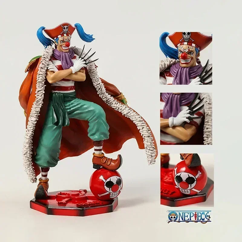 26cm One Piece Anime Figure Four Emperors Clown Buggy Figures Statue Pvc Model Collection Desktop Decoration Collectable Toy Gif