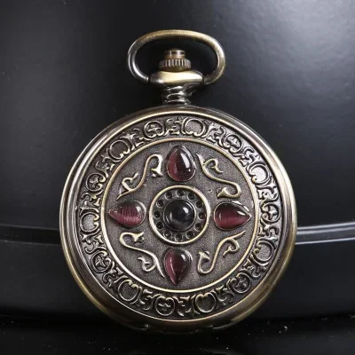 Nuovo classico nero Steampunk scheletro meccanico orologio da tasca collana tasca e Fob orologi catena orologio maschile