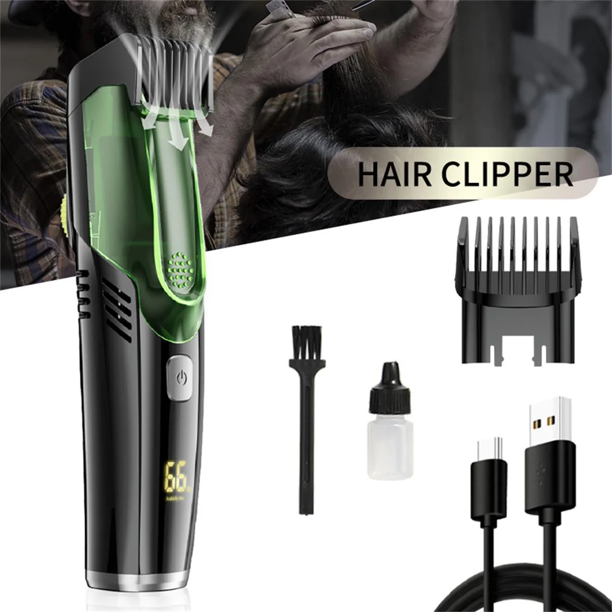 

Youpin Cordless Men Beard Trimmer Rechargeable Electric Shaver Trim Built-in Vacuum Clipper for Mustache Sideburns
