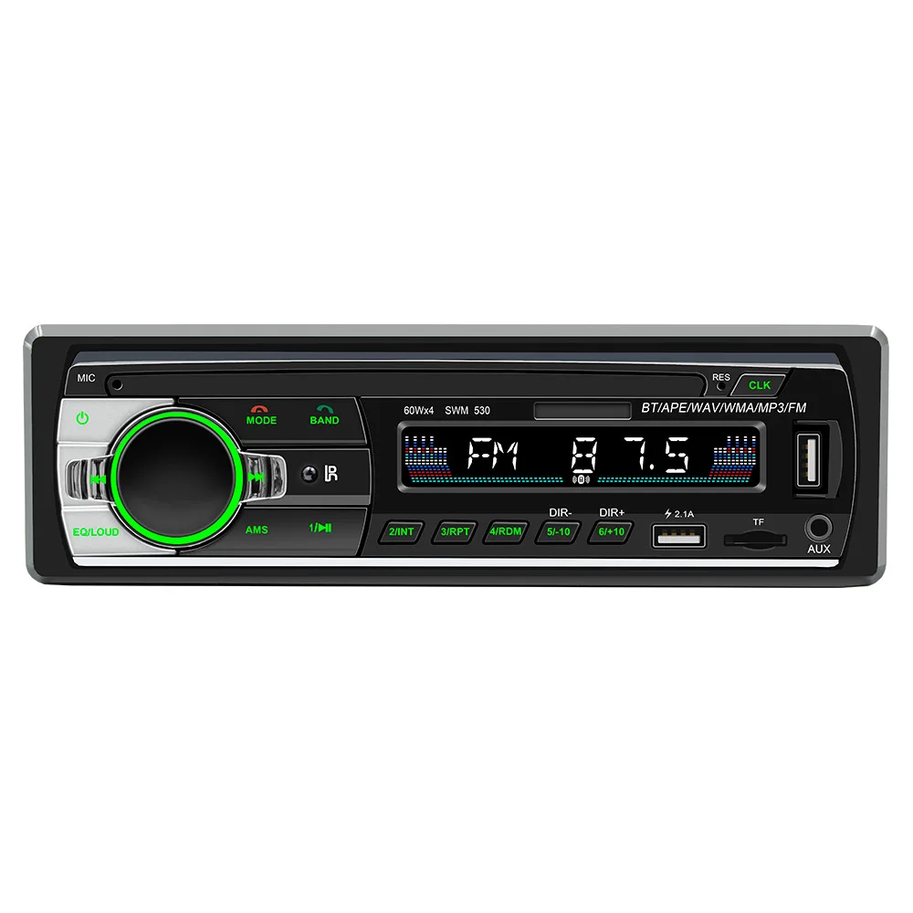 Dual USB mobile phone charging Car MP3 player Car plug-in radio Bluetooth phone music amplifier USB flash drive Colorful lights