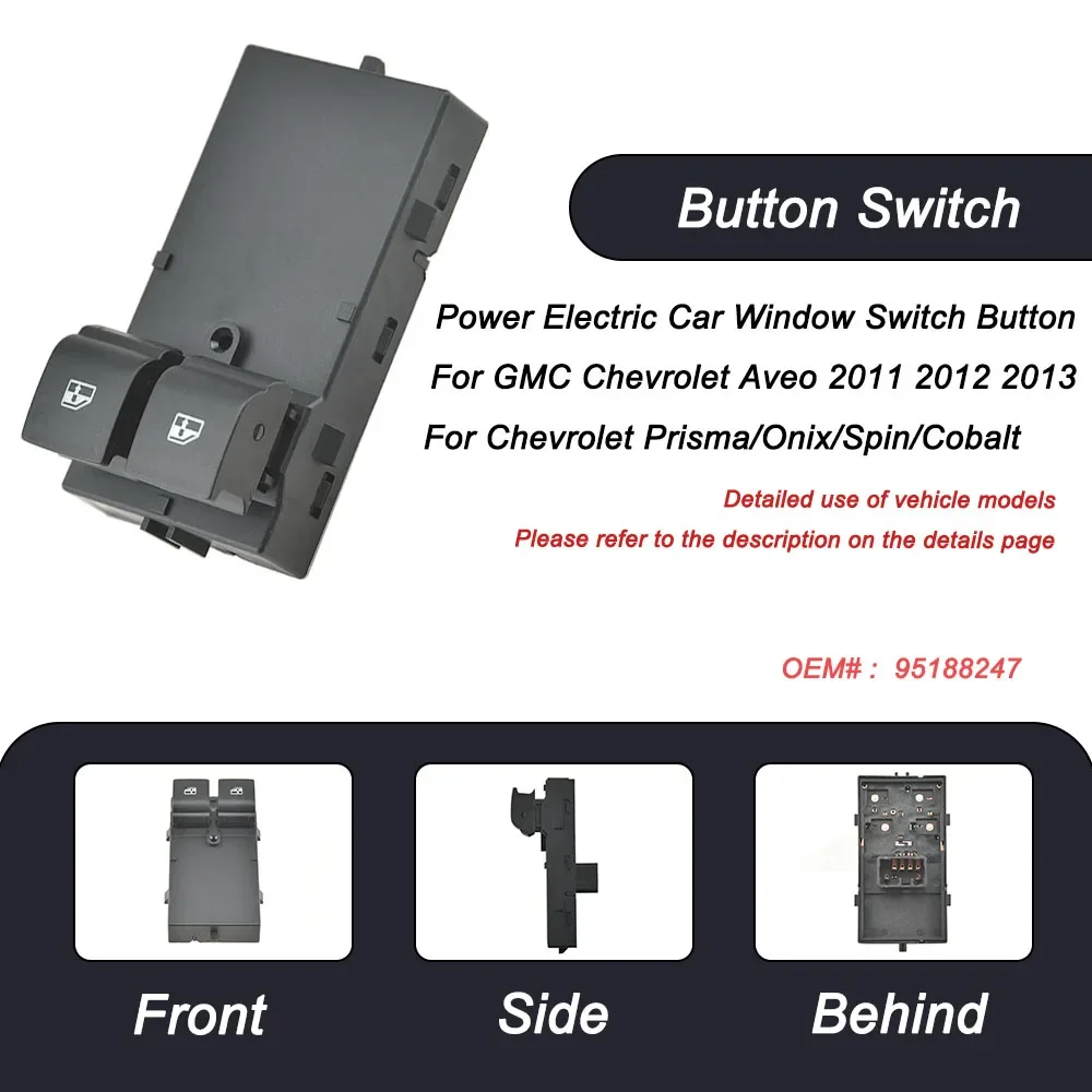 Interruptor de Control del Elevador de Ventanas Eléctricas, Botón Regulador 95188247 para GMC Chevrolet Aveo, para Chevrolet Prisma/Onix/Spin/Cobalt