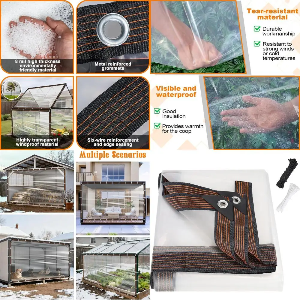 أقمشة فينيل شفافة شديدة التحمل، أغطية خارجية مقاومة للماء مقاس 10 × 20 قدم للدفيئات الزراعية والباحات والمزيد #1
