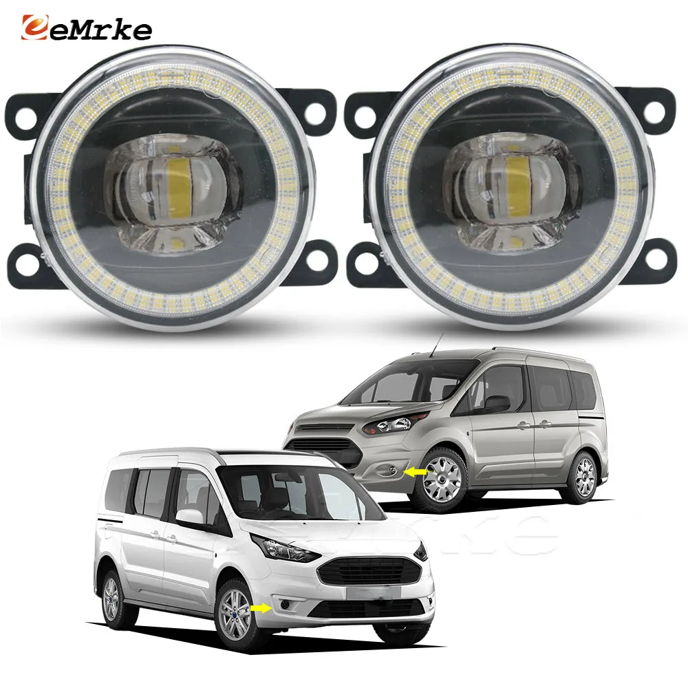 

Светодиодные противотуманные фары в сборе. Для Ford Tourneo Connect II и Transit Connect MK 2 2014-2021 Angel Eyes DRL Автомобильный PTF 30 Вт с прозрачными линзами