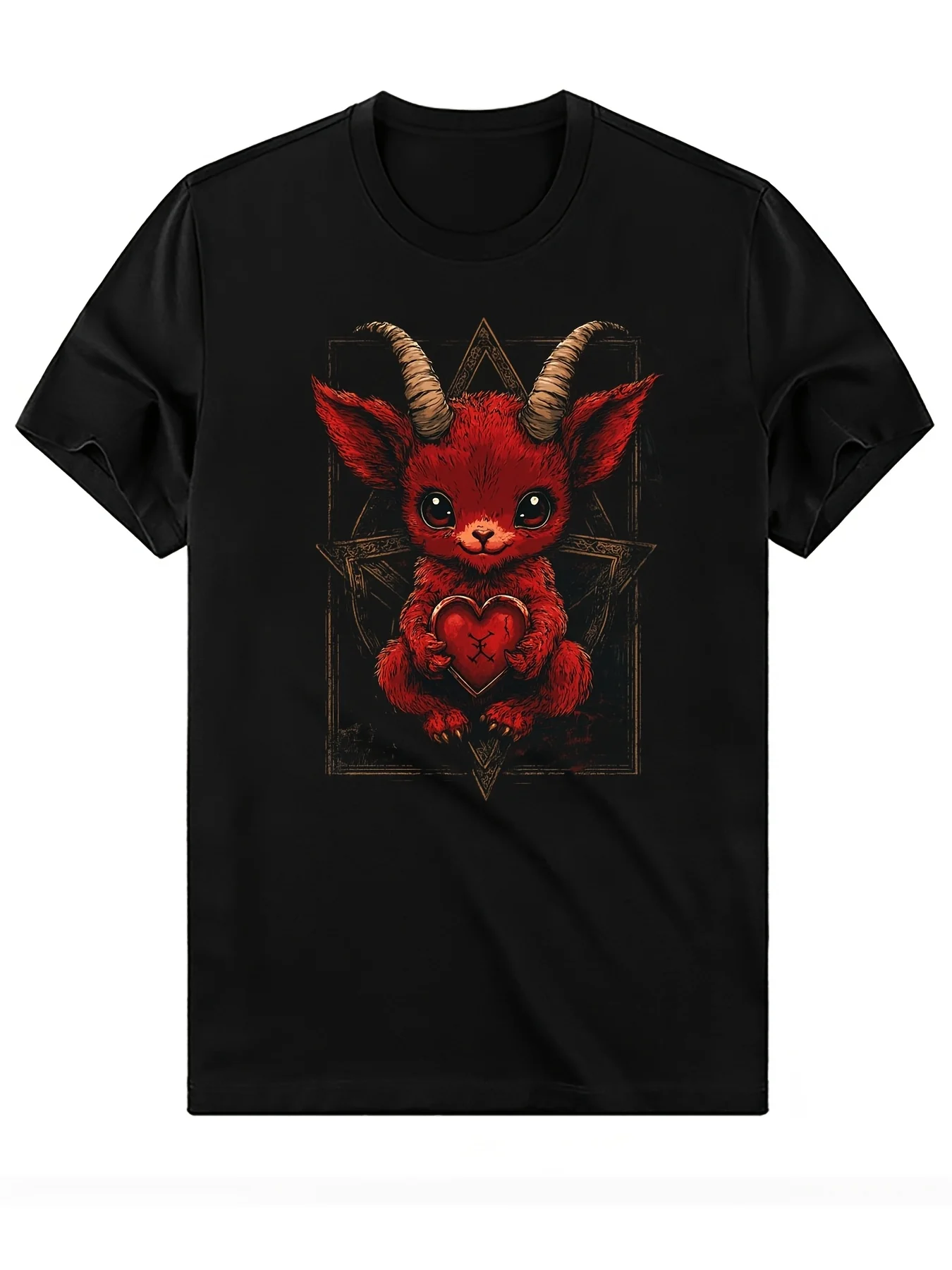 

Мужская футболка Allseason Clothing Gothic Baphomet Occult Graphic 2025 — футболка из 100% хлопка с круглым вырезом с короткими рукавами и красным Люцифером