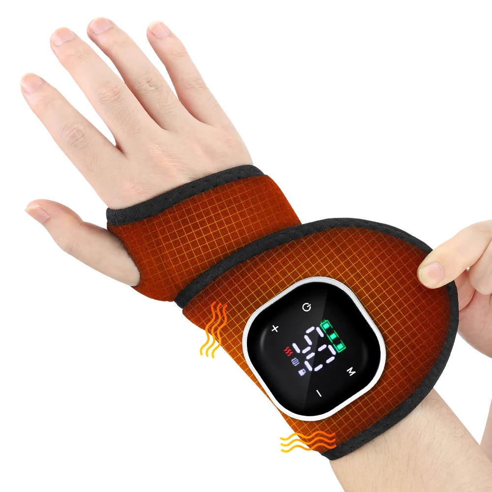 

Electrically Heated Wrist Brace with Adjustable & Breathable Vibration Black Strap for Home Office Hand Joint Protection Tools