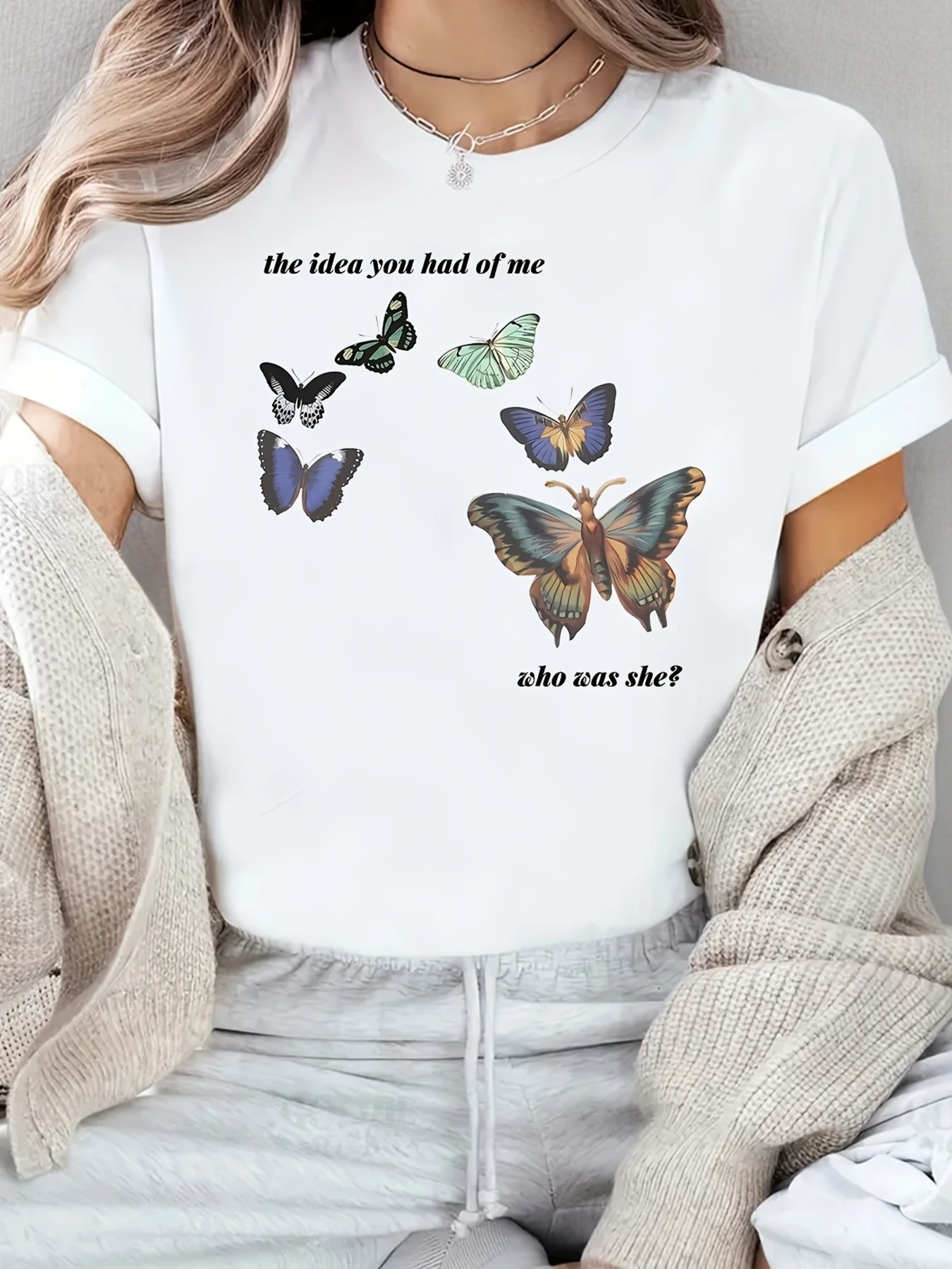 

Women's Butterfly Graphic Printed T-Shirt Casual Short Sleeve Soft Comfortable Versatile for Summer Women Clothing