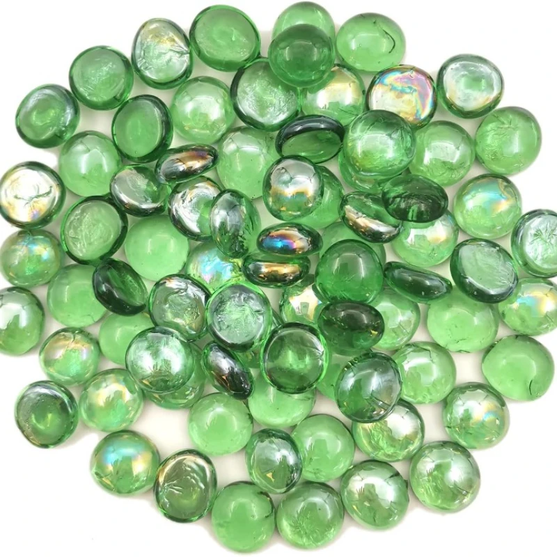 Flat Glass Marbles1 Pound Vase Filler Fire Pit Glass Pebbles for Indoor Plants Aquarium Fish Tank Decorations Home Decor Fire