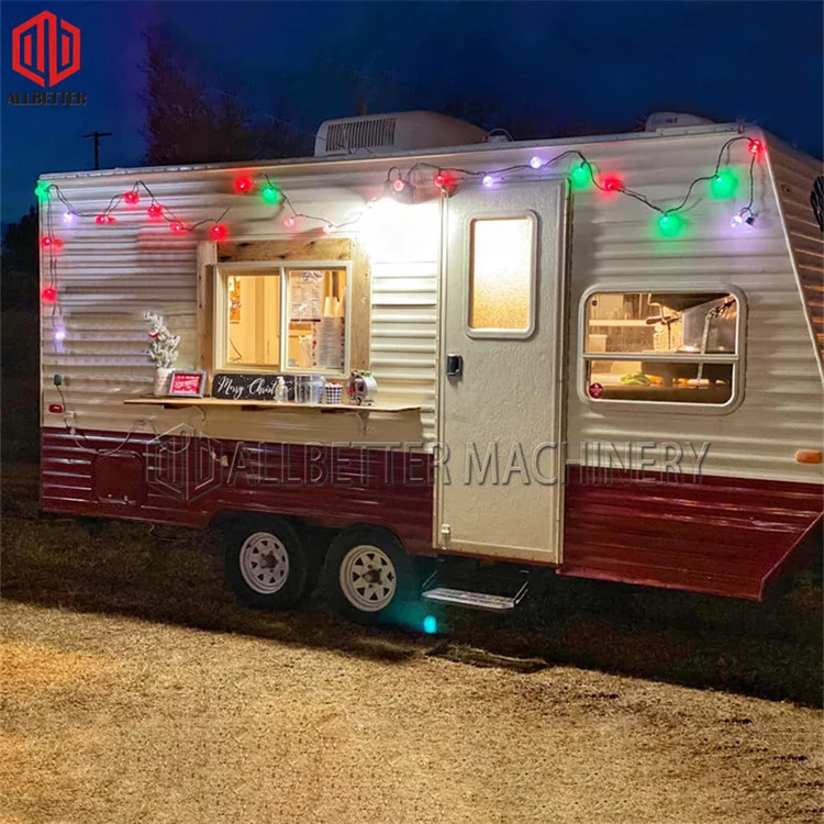 

Fully Equipped Eating Carts Vintage Coffee Espresso Kiosk Ice Cream Coffee Cart Van Trailer Mobile Kitchen Food Truck