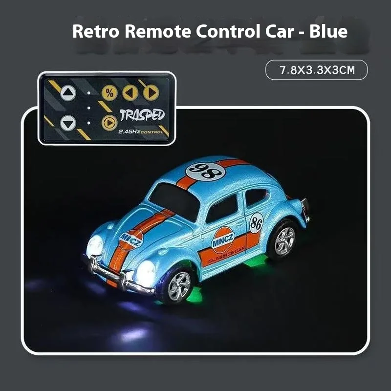 Hot Wireless Mini Rc Car 1:64 Scale Retro Remote Control Beetle Alloy Toy Small Mobile Phone Controlled Car Model Kids Gifts