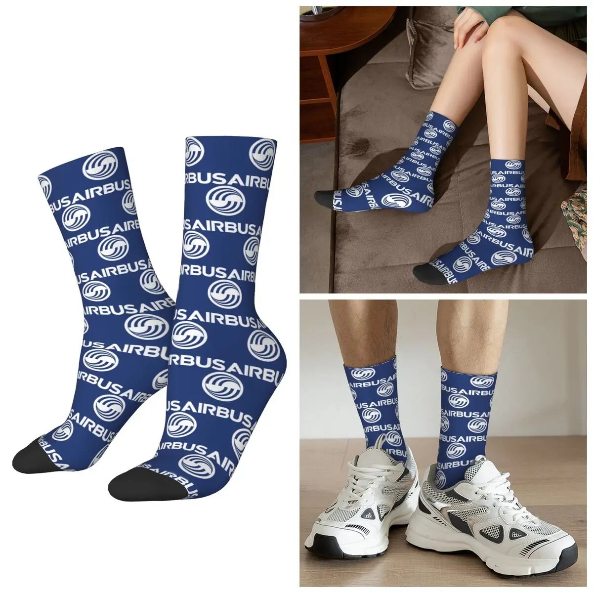 All Seasons Airbus Logo Socks Harajuku Sport Middle Tube Socks Funny Stockings for Men Women Valentine's Day Gifts