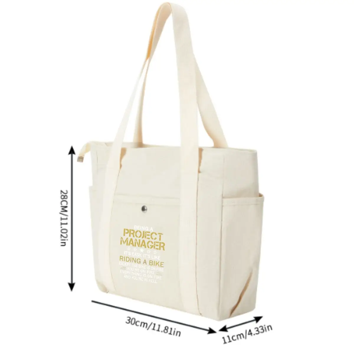 Project Manager Riding a Bike Text Multi-pocket Female Bag Shopping Travel Lady Handbag