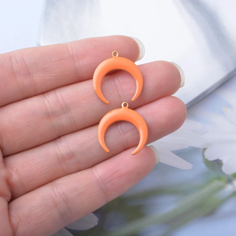 20 Stück Emaille-Mondanhänger aus Kupfer mit Öltropfen-Effekt, DIY-Schmuckzubehör für Ohrringe und Halsketten – Detail 13