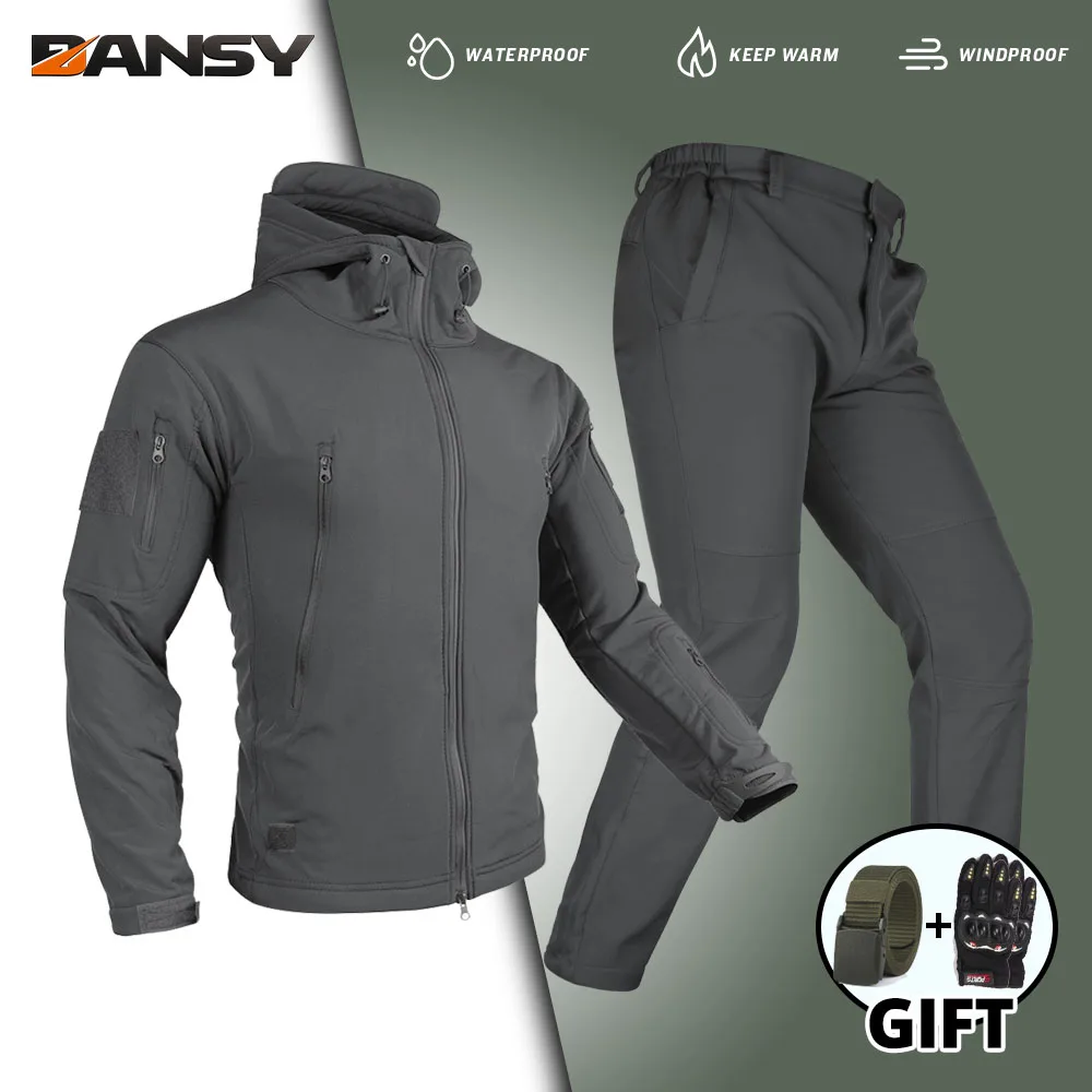

Fleece Winter Autumn Military Men Jacket Waterproof Suit Fishing Warm Hiking Men Tracksuits Set Men Jackets Suits Thermal