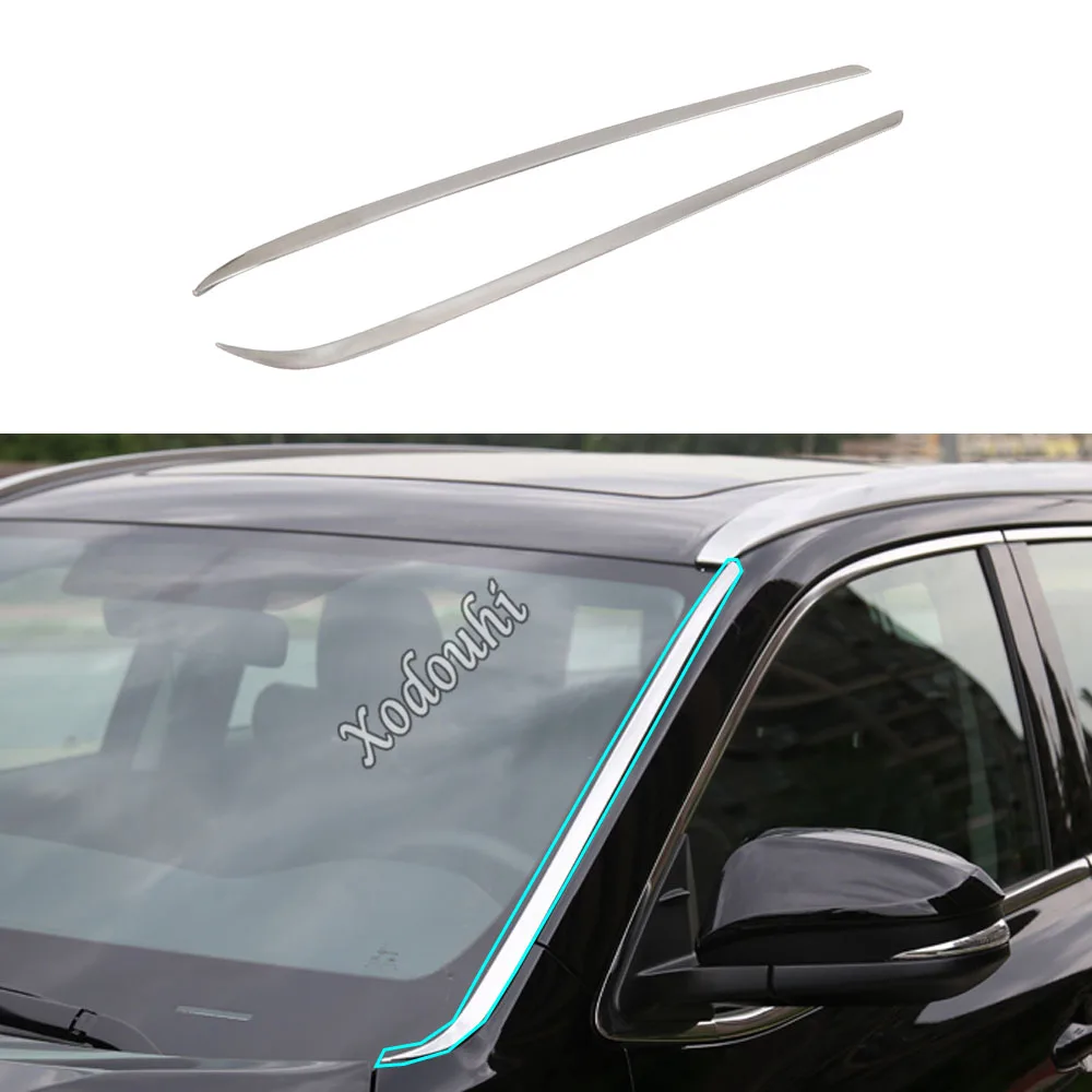 

Car Side Cover Stick Stainless Steel Head Glass Windshield Lamp Frame Trim For Toyota Highlander 2015 2016 2017 2018 2019 2020