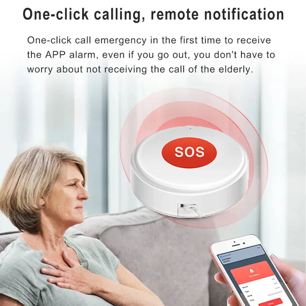 

Tuya WiFi SOS Panic Call Button Smart Life APP Rechargeable Battery One Key Alarm For Patient Kids Elderly Man Hanging Rope
