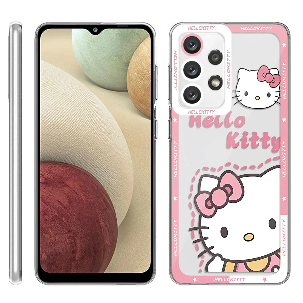 Transparent Soft Back Shell Cover Phone Case for Samsung Galaxy A52 5G A71 A31 A50 A21s A51 4G A12 A32 A22 A72 Hellokitty Cute