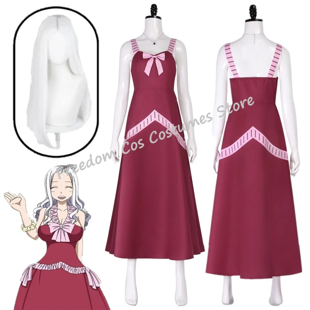 

Костюмы для косплея Mirajane Strauss, парик, красные платья, аниме Fairy Tail, униформа для ролевых игр, карнавальный костюм на Хэллоуин для женщин