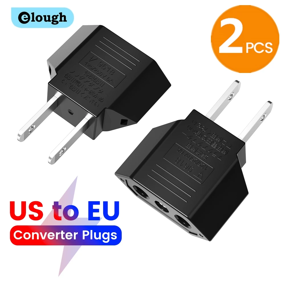 Elough 4.0mm Konwerter wtyczek z USA na UE Europejski adapter wtyczki podróżnej z UE na USA Amerykański zasilacz elektryczny z USA na UE