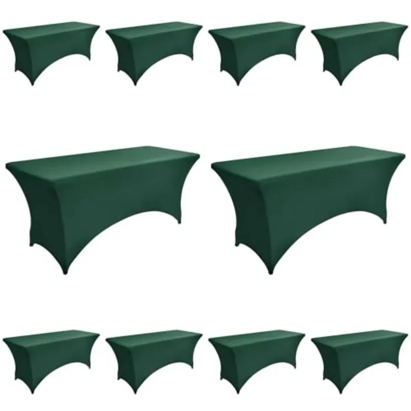 6FT Black Table Cloth 1 Pack Fitted Stretch Rectangle Spandex Tablecloth Washable Table Cover for Party Picnic Wedding Banquet
