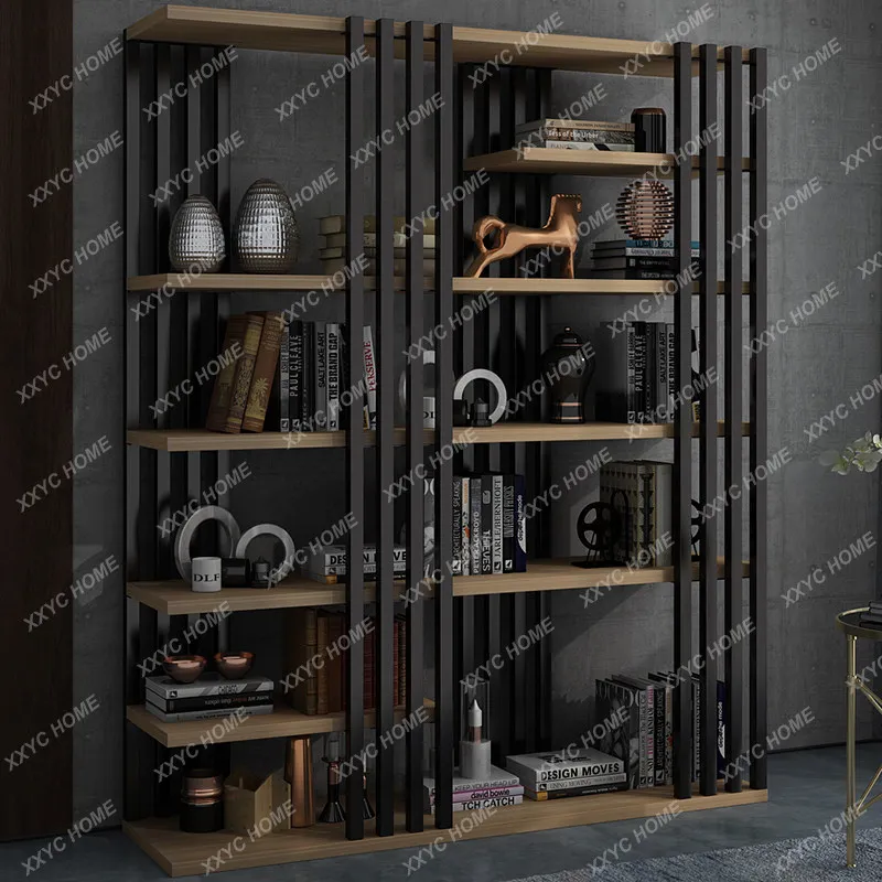 Bookshelf Shelf Living Room Wrought Iron Multi-layer Bookshelf Floor-to-ceiling Simple Storage Shelf Industrial Style Simple