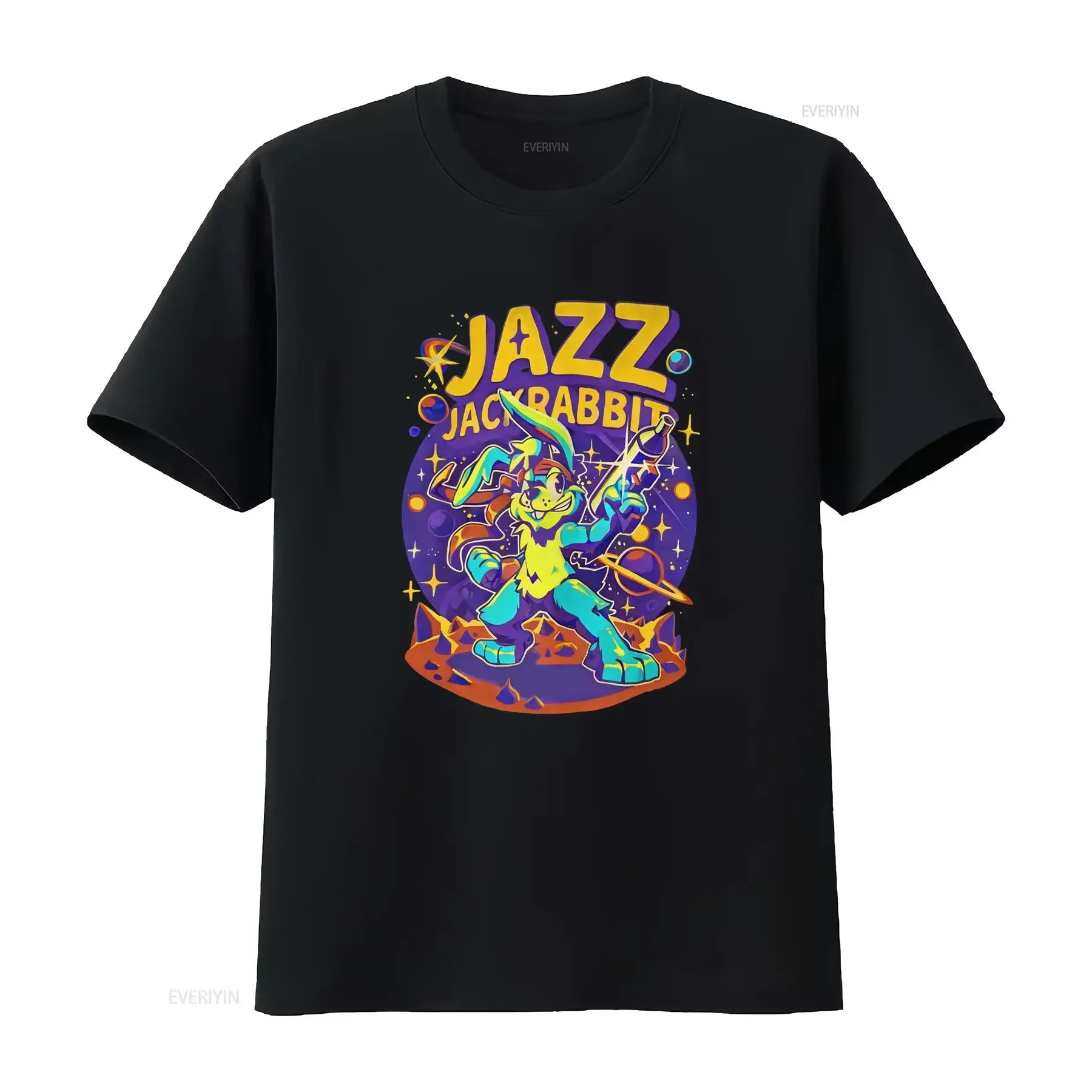 Jazz Jackrabbit Women's S Computer Game Theme Bella Canvas Black T Shirt vintage Washed designer clothes Comfortable streetwear