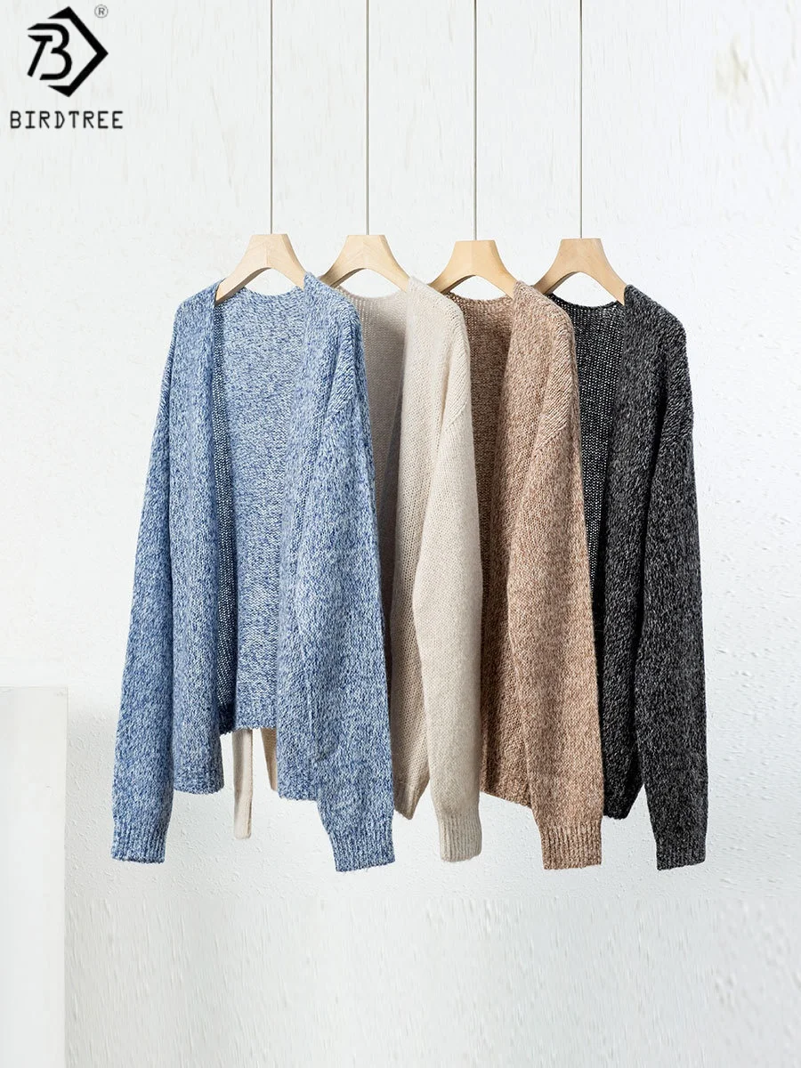 

Birdtree 39.9% Sheep Wool 9.5% Alpaca Wool Knit Coat,Woman Wool Blend Seamless Full Sleeve V-neck Autumn Cardigan Tops T58802JF