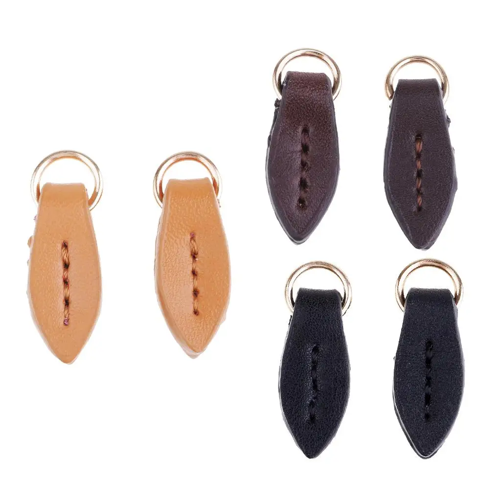 2Pcs Leaf Shaped Leather Zip Tags Zipper Pulls Zipper Extension Zip Slider Replacement Fixers Puller Slider Jacket Backpack