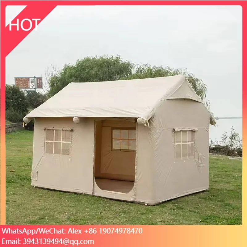 

Надувная палатка для глэмпинга из оксфордского холста, большая, водонепроницаемая, для кемпинга на открытом воздухе, 4-сезонная.