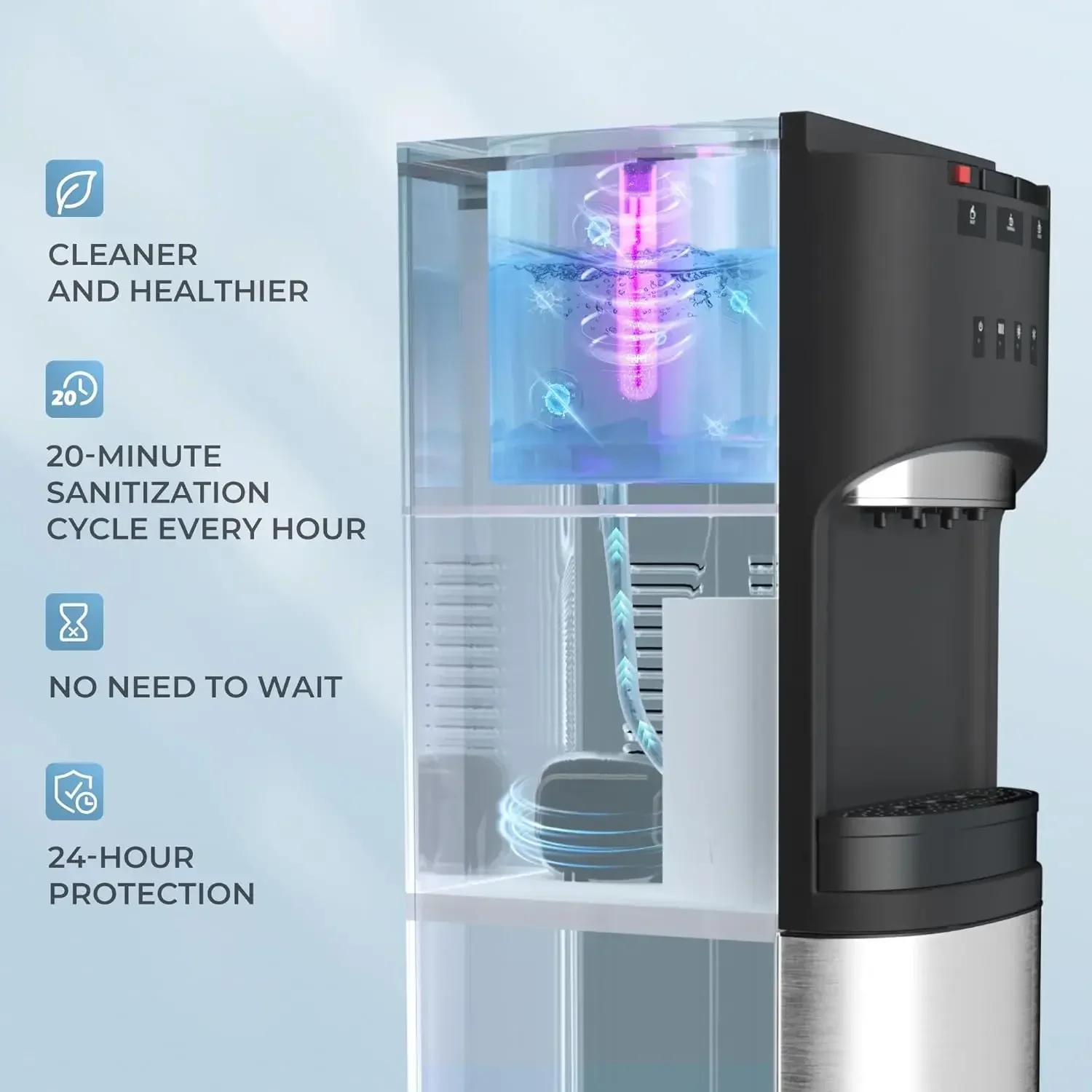 Self Cleaning Bottom Loading Water Cooler Dispenser, with UV Lights Stainless Steel Water Cooler for Home, Office, Living Room