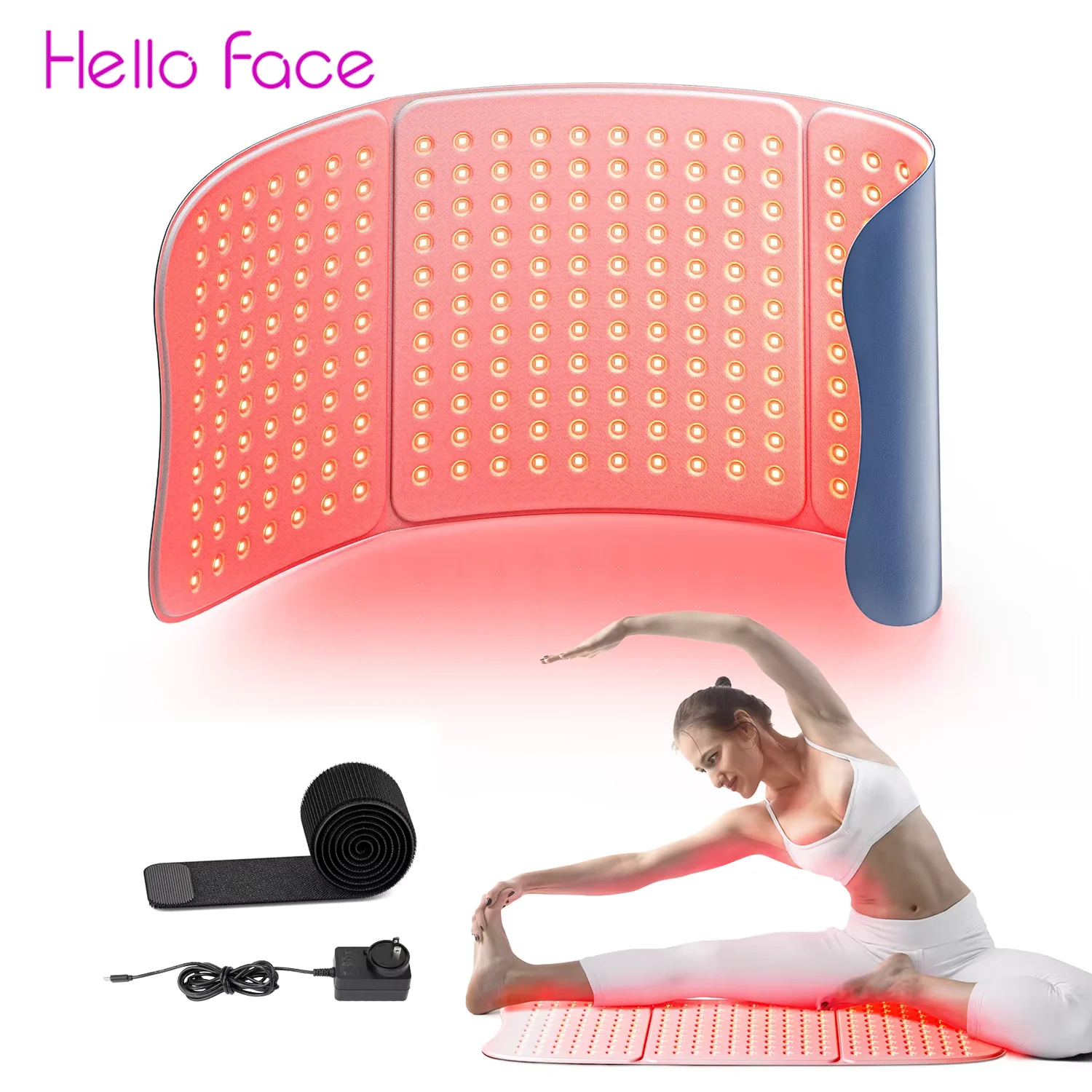 Red Light Therapy Pad 660nm 850nm for Body Pain Relief, Large 30x12inch Mat with Timer - Hello Face L7 Tri-Chip Near Infrared