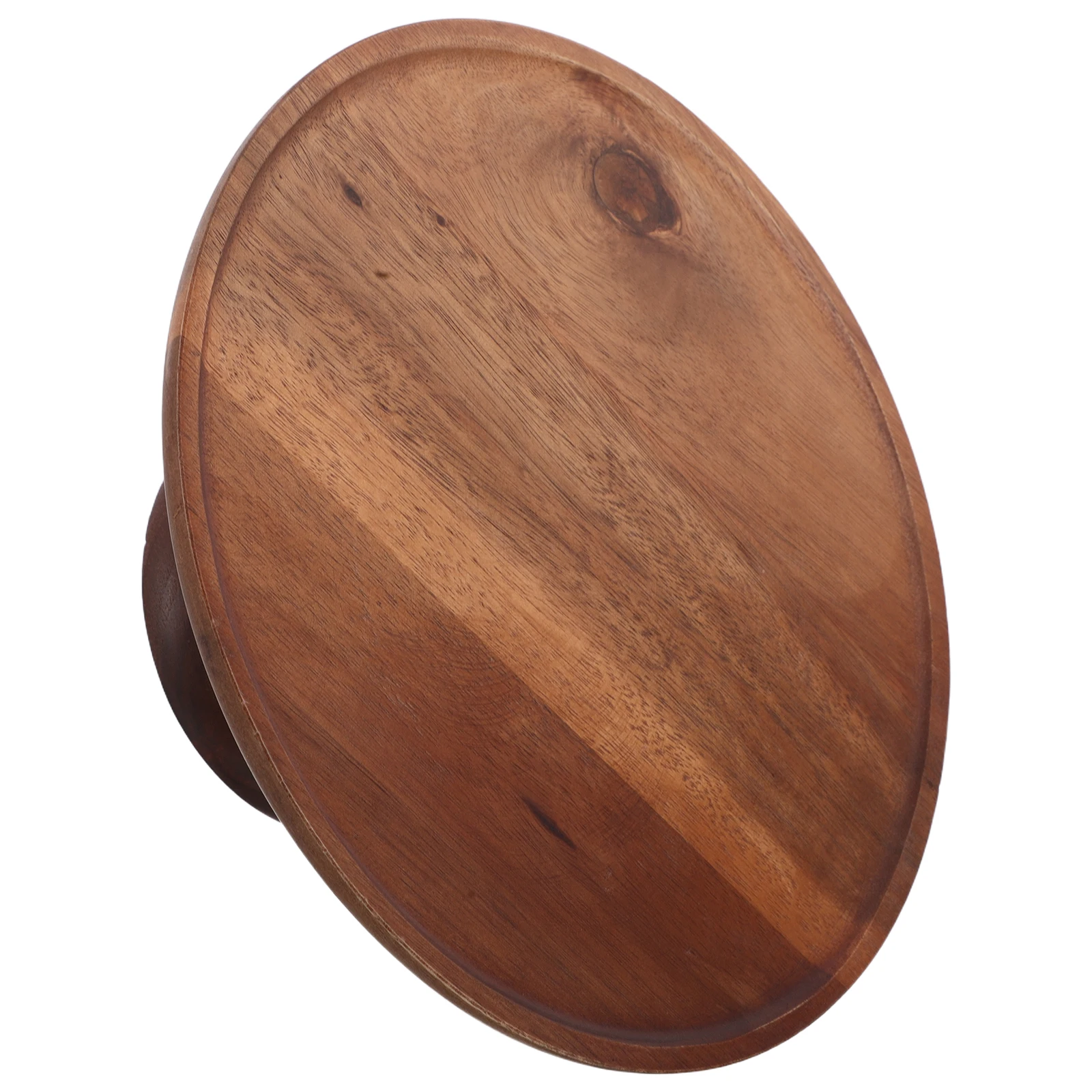 

Solid Acacia Wood Fruit Tray Round Shape Footed Cake Stand for Party Wedding Event Serving Platter Decorative Centerpiece