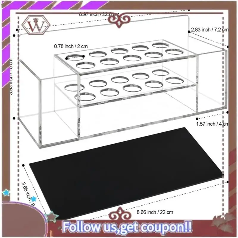 ABBG-حامل قلم تحديد المسح الجاف المغناطيسي حامل أقلام مغناطيسي من الأكريليك الشفاف مع 10 فتحات وحامل ممحاة حامل قلم رصاص
