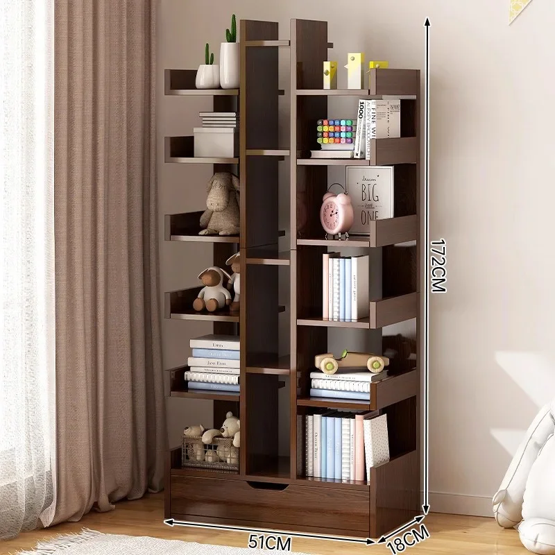 w*-Wooden Display Bookcases Aesthetic English Minimalist Office Book Shelf Vintage Standing Nordic Estante Library Furniture/.