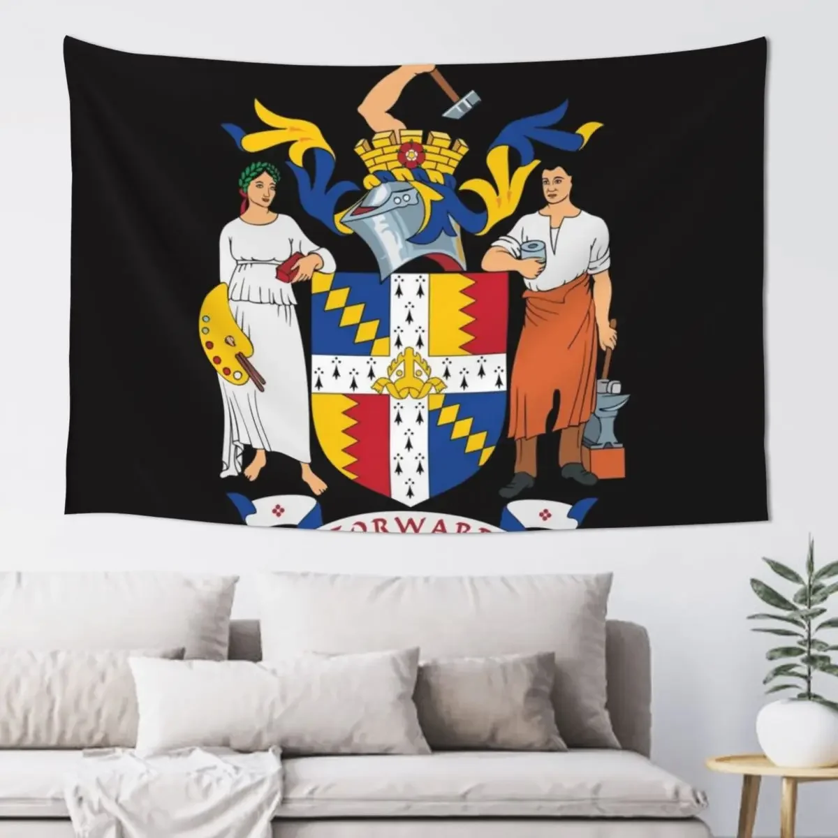 Birmingham Coat of Arms Tapestry Hanging Wall Room Decor For Girls Tapestry