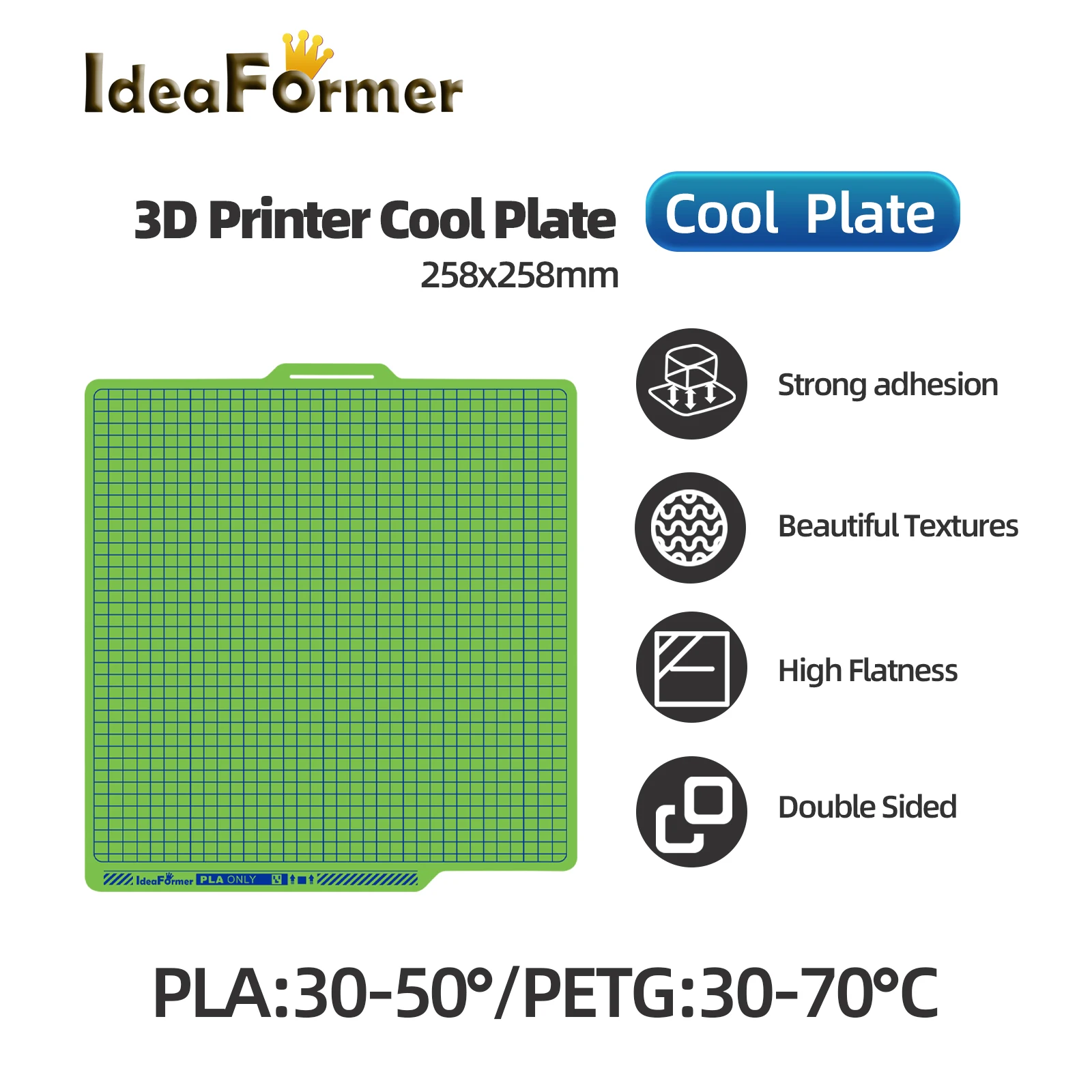 

Cool Plate Build Plate For Bambu Lab X1 X1C P1S P1P A1 258x258mm Spring Steel Double Sided Strong Adhesion Cold Bed 3d Parts