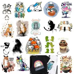 Cartoon Cute Animal Butterfly Foxes Heat Transfer Vinyl Patch Patches Clothing DIY T-shirt Applique Iron On Stickers Thermal