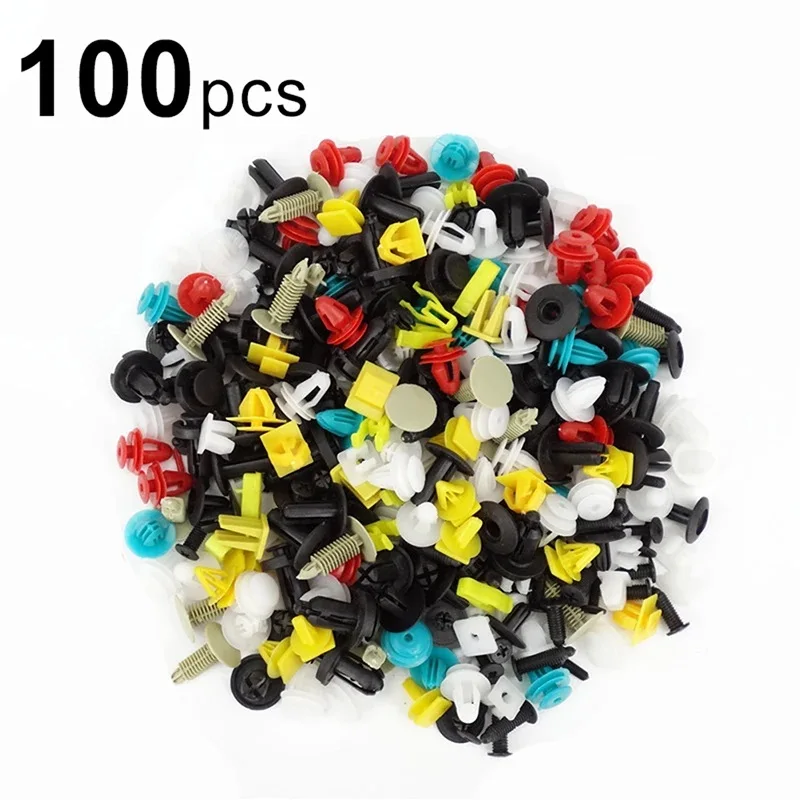 100 Pcs Car Clips Fastener Screws Bumper Interior Decoration Auto Plastic Random Mixing Universal Plastic
