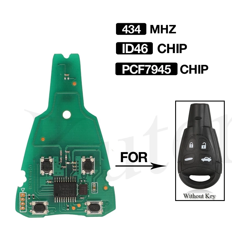 

Jingyuqin 4 кнопки 434 МГц ID46 PCF7946 чип удаленный автомобильный ключ печатная плата FOB для SAAB 9-3 9-5 2003-2010 LTQSAAM433TX замена