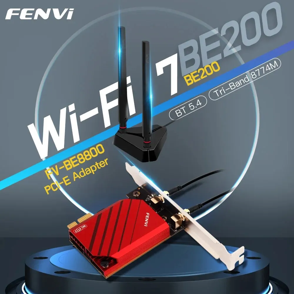 FENVI-Adaptateur PCIE WiFi 7, 8774Mbps BE200 BTAllemands Gaming, LeicBand 2.4G, 5G, 6GHz, Carte réseau sans fil de bureau, Adaptateur pour Windows 10, 11, Nouveau