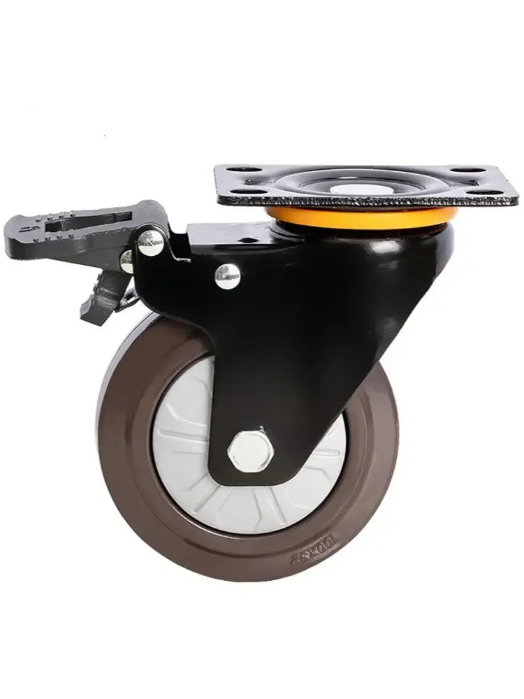 1 Set 3 Inch Wheel Heavy Duty Caster Universal/Fixed  Flat Rubber Trolley Silent Directional Brake Bearing 240KG