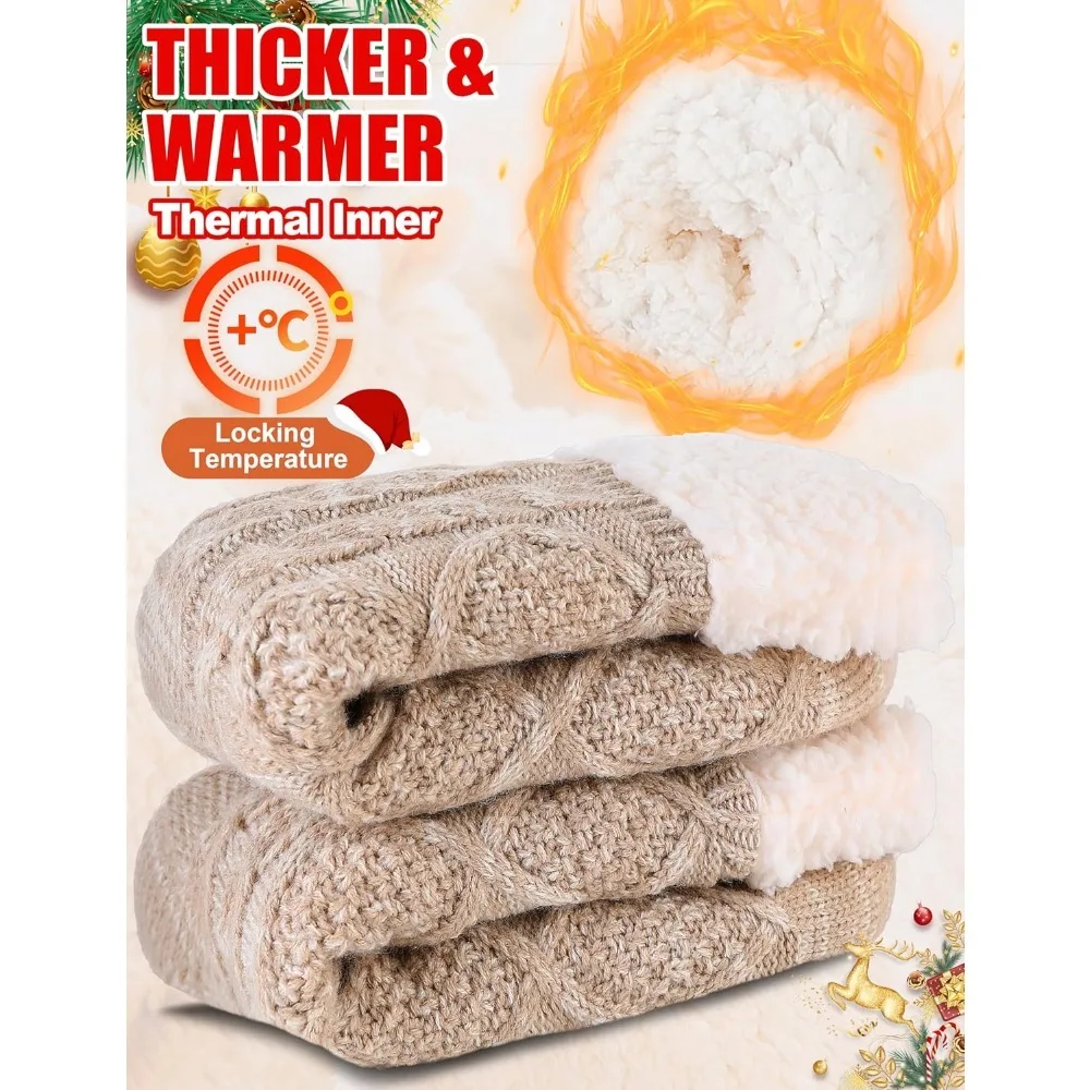 여성용 슬리퍼 퍼지 양말, 푹신하고 아늑한 겨울용 따뜻한 부드러운 플리스 편안한 두꺼운 양말, 미끄럼 방지 기능 포함