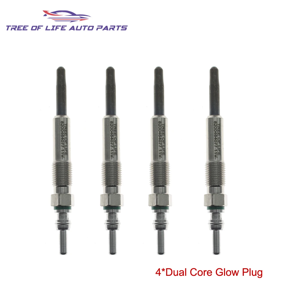4x New Glow Plugs 11V For Nissan Primera P12 Primastar X83 1.9 DCi DACIA Logan I Sandero Duster 1.5 DCi 7700111323 11065-00Q00