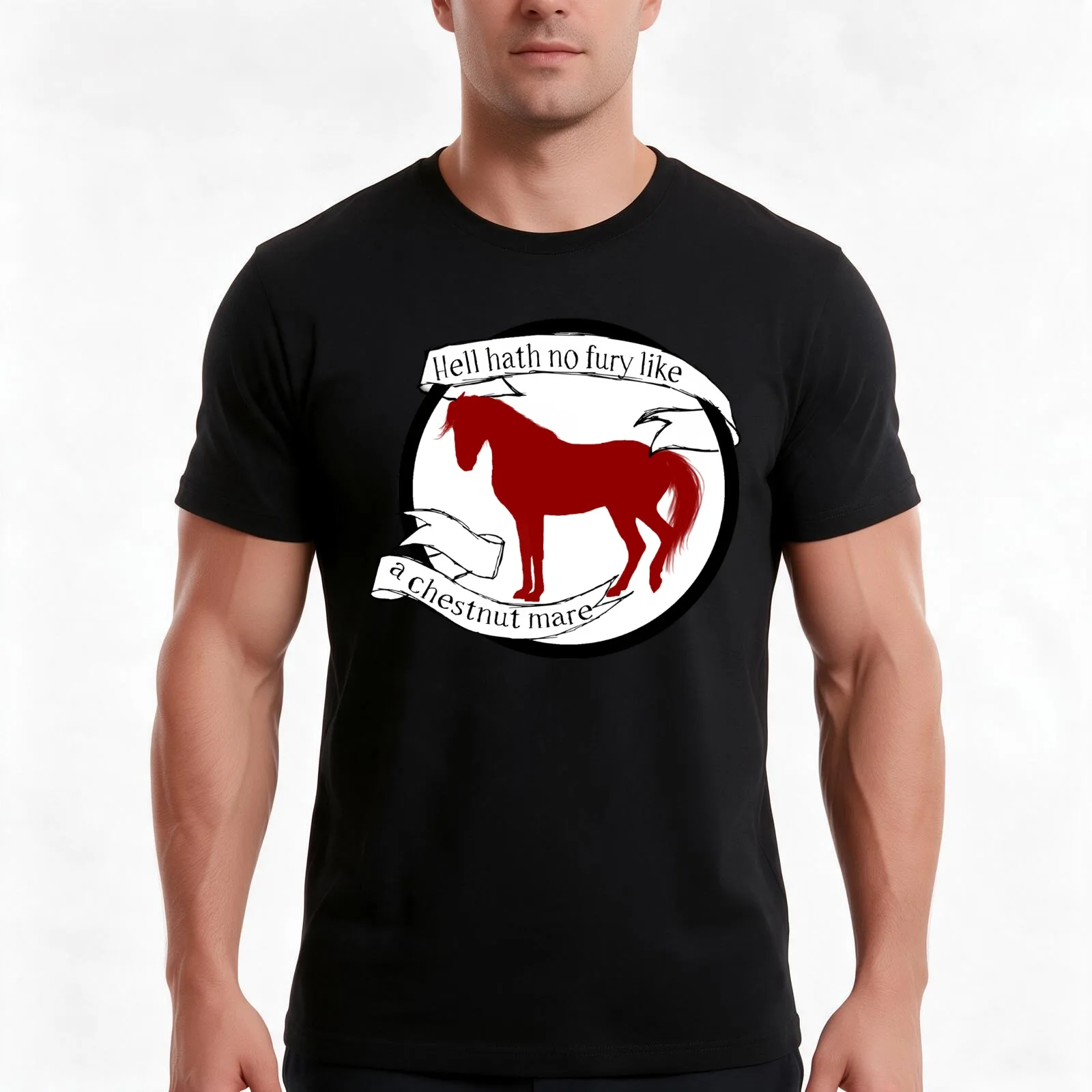 Chestnut Mare T-Shirt, Summer Casual Cotton Tee, Oversized Streetwear Tops, Vintage Graphic Print, Loose Fit Short Sleeve
