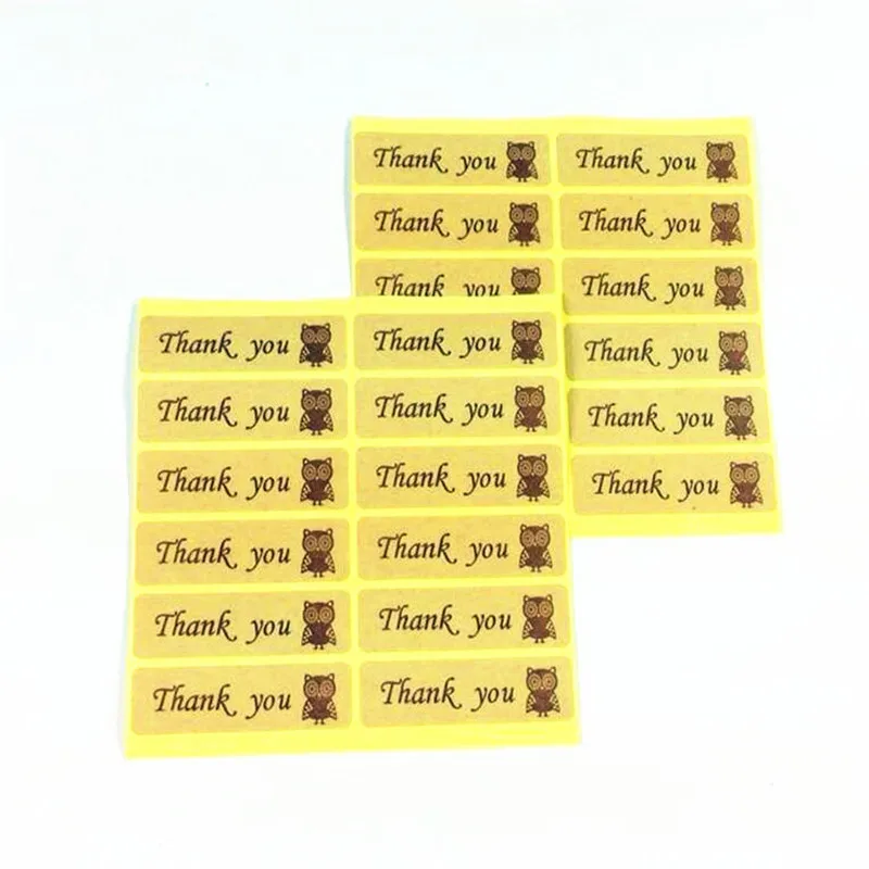 

120pcs/pack Owl Thank You Leather Color Seal Sticker DIY Gift Cake Baking Stickers