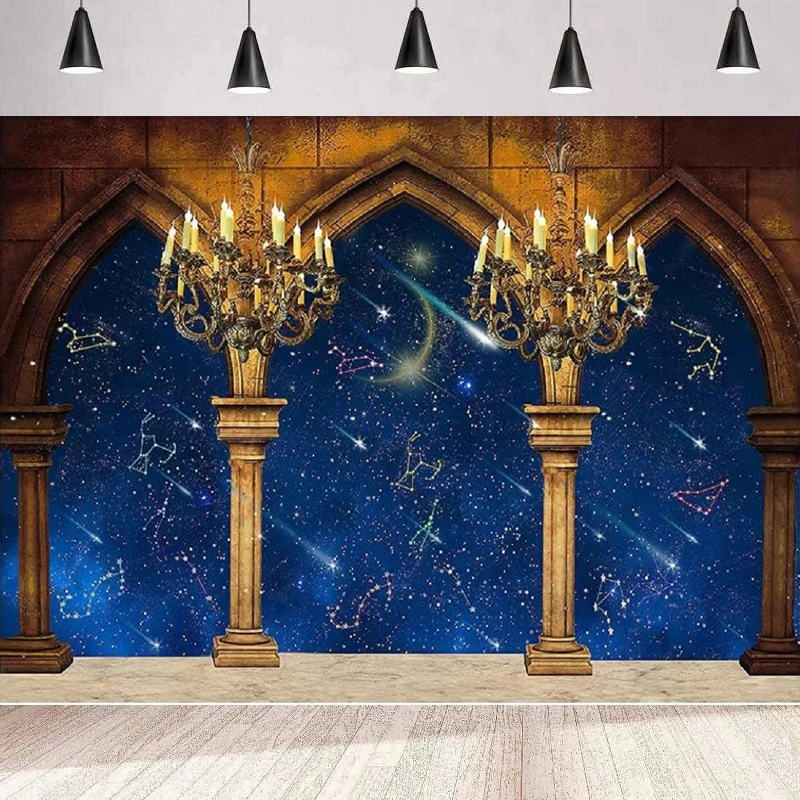 Medieval Palace Pillar Photography Backdrop Constellation Starry Sky Wedding Background Home Party Backdrop Wall Banner Poster